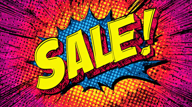 Bright Comic Style Sale Announcement with Explosive Background for Promotions