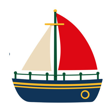 Playful Sailing Boat Illustration