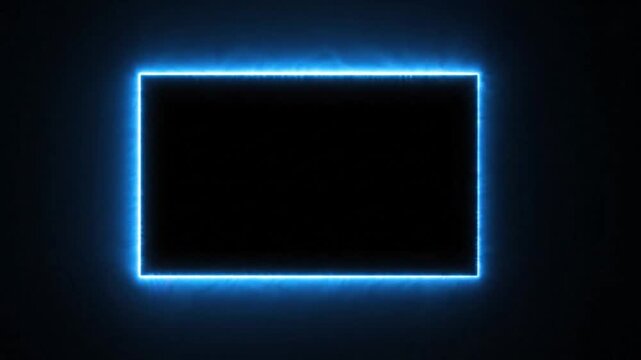 Minimalist Neon Blue Glowing Frame on Dark Background with Copy Space