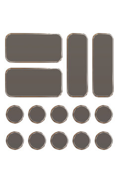 Transparent glass elements with liquid morphism effect for ui design and modern interfaces. Rounded rectangles, circles and buttons with frosted blur overlay. Glassmorphism components for web or app