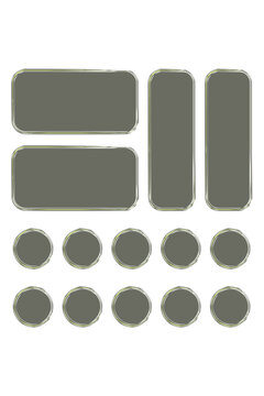 Transparent glass elements with liquid morphism effect for ui design and modern interfaces. Rounded rectangles, circles and buttons with frosted blur overlay. Glassmorphism components for web or app