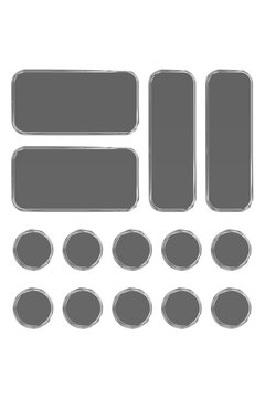 Transparent glass elements with liquid morphism effect for ui design and modern interfaces. Rounded rectangles, circles and buttons with frosted blur overlay. Glassmorphism components for web or app