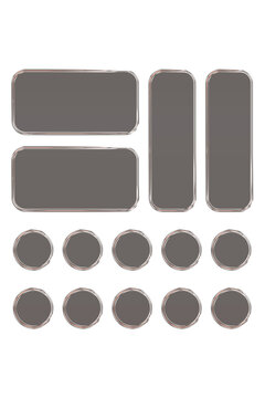Transparent glass elements with liquid morphism effect for ui design and modern interfaces. Rounded rectangles, circles and buttons with frosted blur overlay. Glassmorphism components for web or app