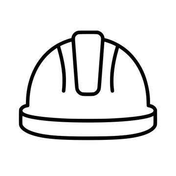 Construction safety helmet icon flat outline in black