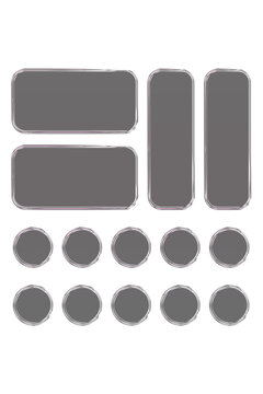 Transparent glass elements with liquid morphism effect for ui design and modern interfaces. Rounded rectangles, circles and buttons with frosted blur overlay. Glassmorphism components for web or app
