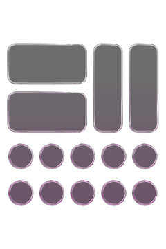 Transparent glass elements with liquid morphism effect for ui design and modern interfaces. Rounded rectangles, circles and buttons with frosted blur overlay. Glassmorphism components for web or app