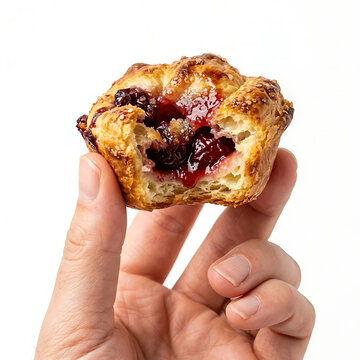 Hand Holding Cherry Popover Pastry