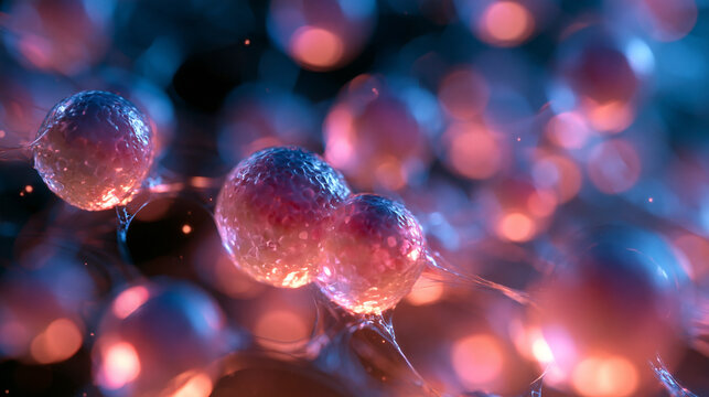 Microscopic View of Biological Cells and Stem Cell Division