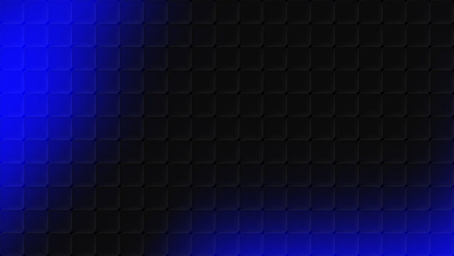 Neon blue and black glassmorphism cubic glass background with a modern grid pattern