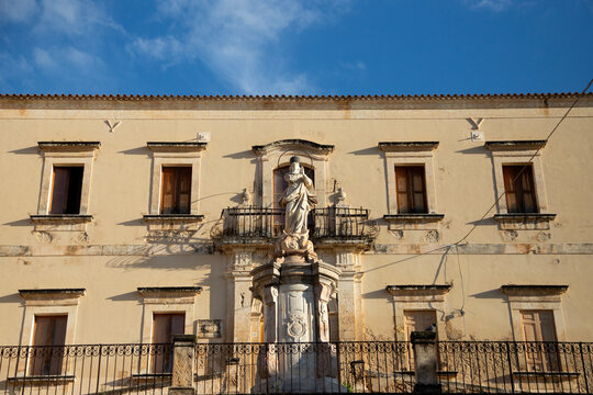 Noto, Italy; October 1, 2026: Narrow, colorful streets with staircases in the old part of the city.