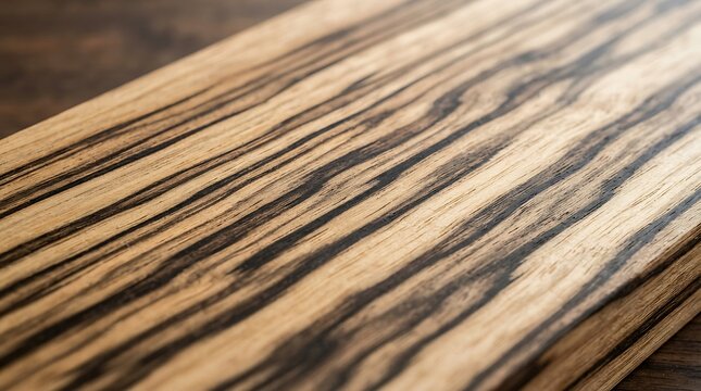 Smooth striped ebony wood surface showing beautiful natural dark grain patterns