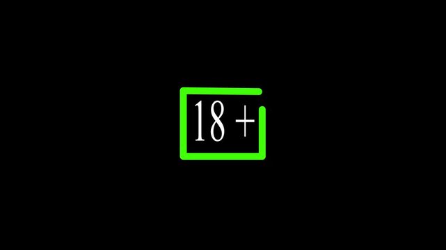 Animation of under 18 prohibition sign symbol on a white background 4k looping