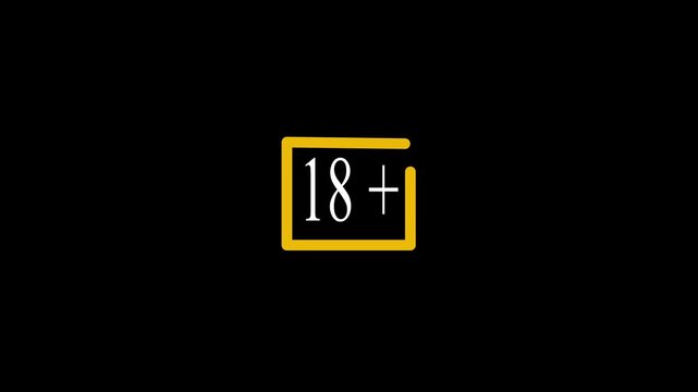 Animation of under 18 prohibition sign symbol on a white background 4k looping