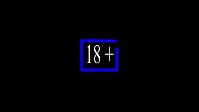 Animation of under 18 prohibition sign symbol on a white background 4k looping