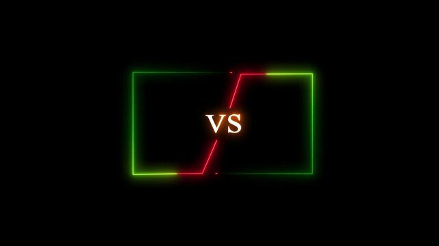 VS versus bars neon glowing animated. Versus vs bars icon. vs game match team challenge sign symbol. Competition vs match game, battle vs sport.