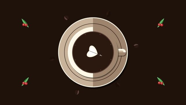 Minimalist Animation of a Steaming Cup of Coffee