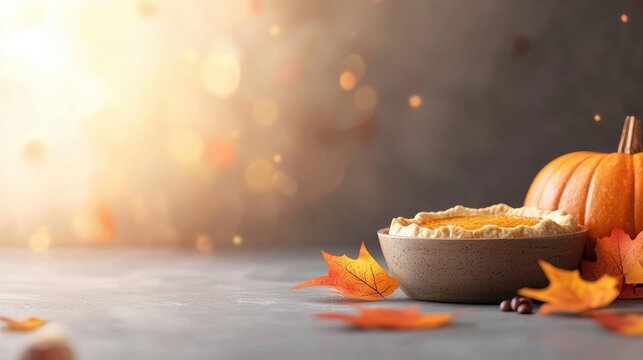 Thanksgiving seasonal Rustic kitchen with freshly baked pumpkin pies, golden cornbread, and a cozy atmosphere reflecting the essence of Thanksgiving.