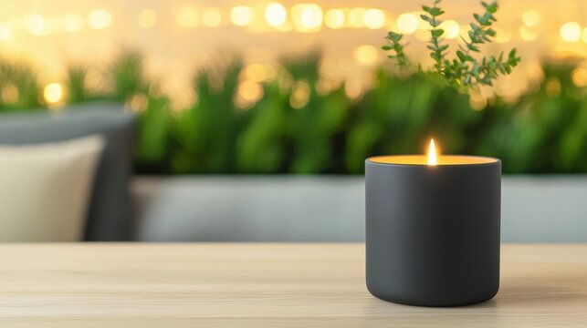 product Home Decor Item Modern candle and ceramic vase styled on a wooden table, with soft lighting and a cozy living room backdrop.