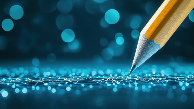 Edit Pencil Icon Close up of a pencil hovering over a digital UI, symbolizing the power to create and modify content effortlessly.