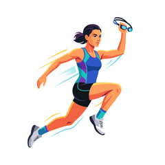 Fototapeta premium Athletic Woman Running With Goggles Determination Power Speed Motion