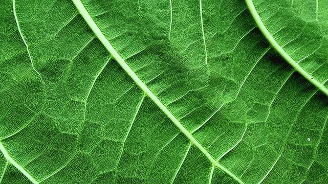 Vibrant Green Noni Leaf Texture Background with Vein Detail in Slow Diagonal Panning 4K Seamless Loop