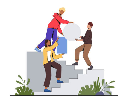 Business Team Helping Each Other Climb