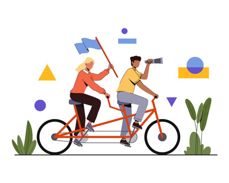 Teamwork Tandem Bicycle Direction and Vision
