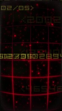 Digital Video Interface Displaying Dynamic Data Over A Futuristic Dark Grid Environment