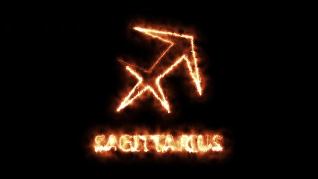 Sagittarius Zodiac Sign Fiery Emblem Animation