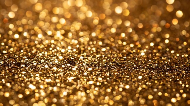 Sparkling Golden Glitter Bokeh Light Background