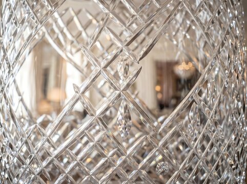 Intricate crystal glass pattern with geometric diamond cuts