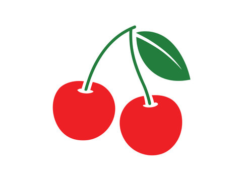 cherry vector icon set, cherry fruit logo symbol, vector illustration on white