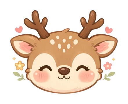PNG Cute deer face illustration