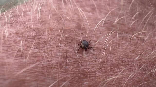 Tick crawls on a man's hand. Tick crawling along a person's hand. Encephalitis mite. Tick-borne encephalitis (TBE) is a viral infection spread by tick bites. Fatal diseases from tick bites