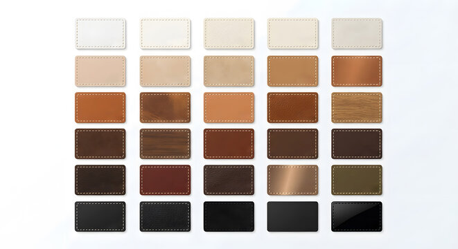 Leather patch swatches in various colors and materials