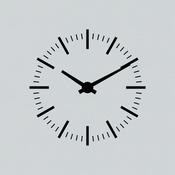 A minimalist black and white clock face design on a light gray background (1)