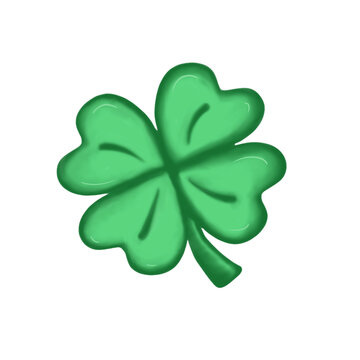 Green Four Leaf Clover Isolated on Transparent Background