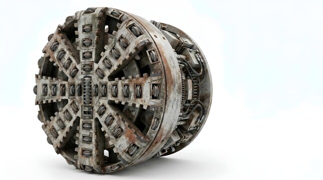 Large Tunnel Boring Machine Cutter Head isolated on white background
