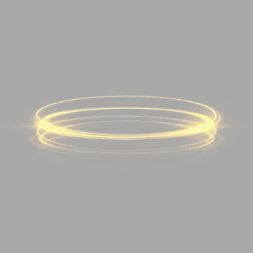 Bright yellow PNG light effect with a dynamic circular aura, twisting energy streaks, soft flare and celestial neon glow isolated on a transparent background