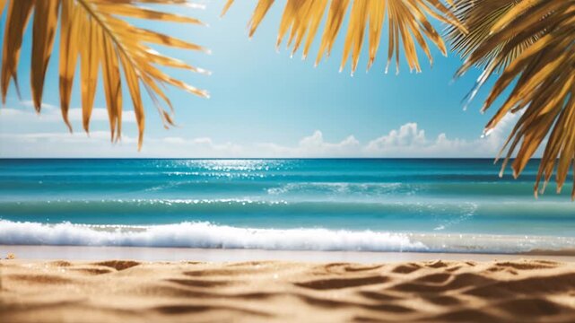 Background copy space for text summer tropical flat lay with accessories vacation sea AI Generative