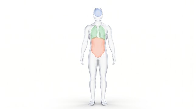 Classic human body cavities 3D diagram white background