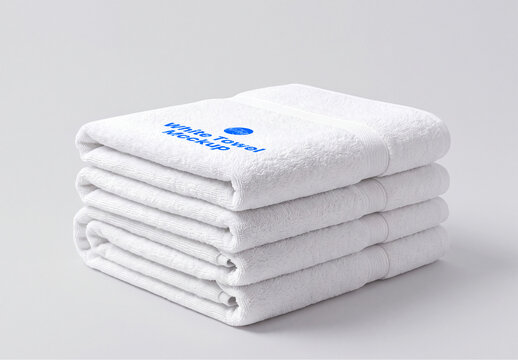 Stack of White Folded Towel Mockup