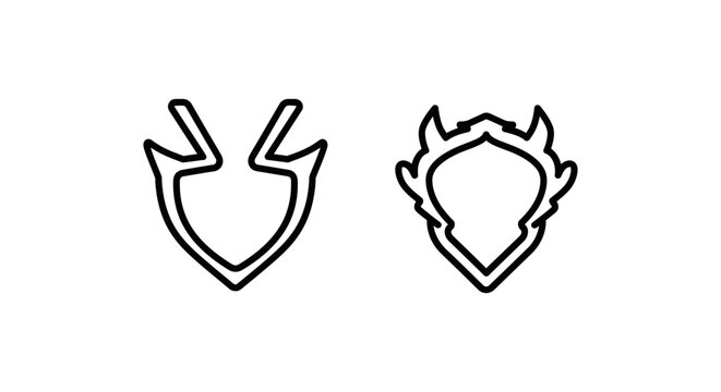 Set of minimalist fantasy dark shield shaped line art emblems with protection minimalist creative decoration illustration collection isolated identity branding abstract