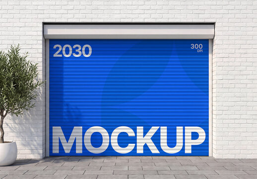 Roller Shutter Garage Door Mockup