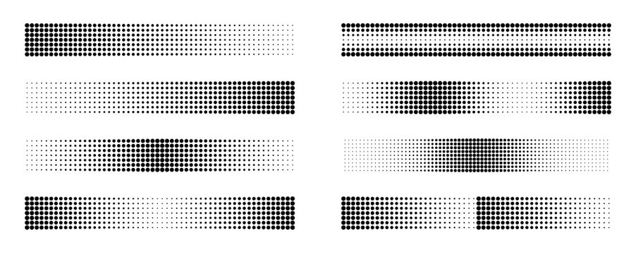 Set of halftone progress bars isolated on transparent background