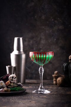 Halloween green zombie martini cocktail for party