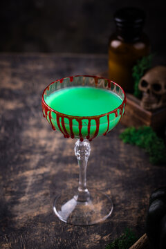 Halloween green zombie martini cocktail for party