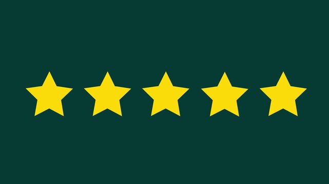 5 star customer review icon on green background