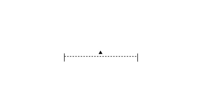 Black vertical dotted line measuring height animation, alpha channel. Motion graphics of line direction concept