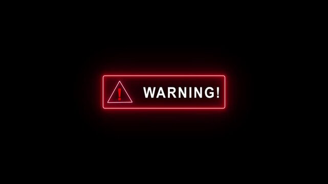 System hacked warning alert concept on the transparent background. virus, spyware, scam or Malicious software. Cyber security and cybercrime. Motion graphics of warning concept. Glow neon background